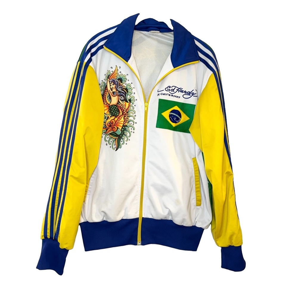 Ed Hardy by Christian Audigier Brazil Track Jacket Mens M Multicolor Full Zip